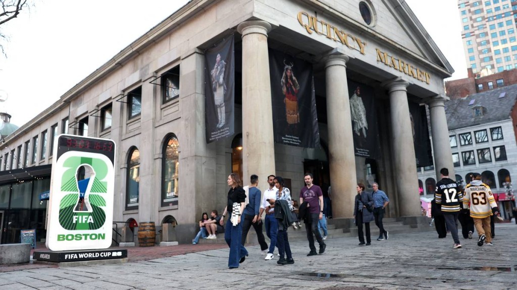 美国宣传2026年国际足总世界杯的广告板。（法新社）