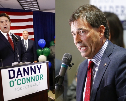 民主黨候選人歐康納(左)，共和黨候選人巴爾德森 (右)。AP圖片