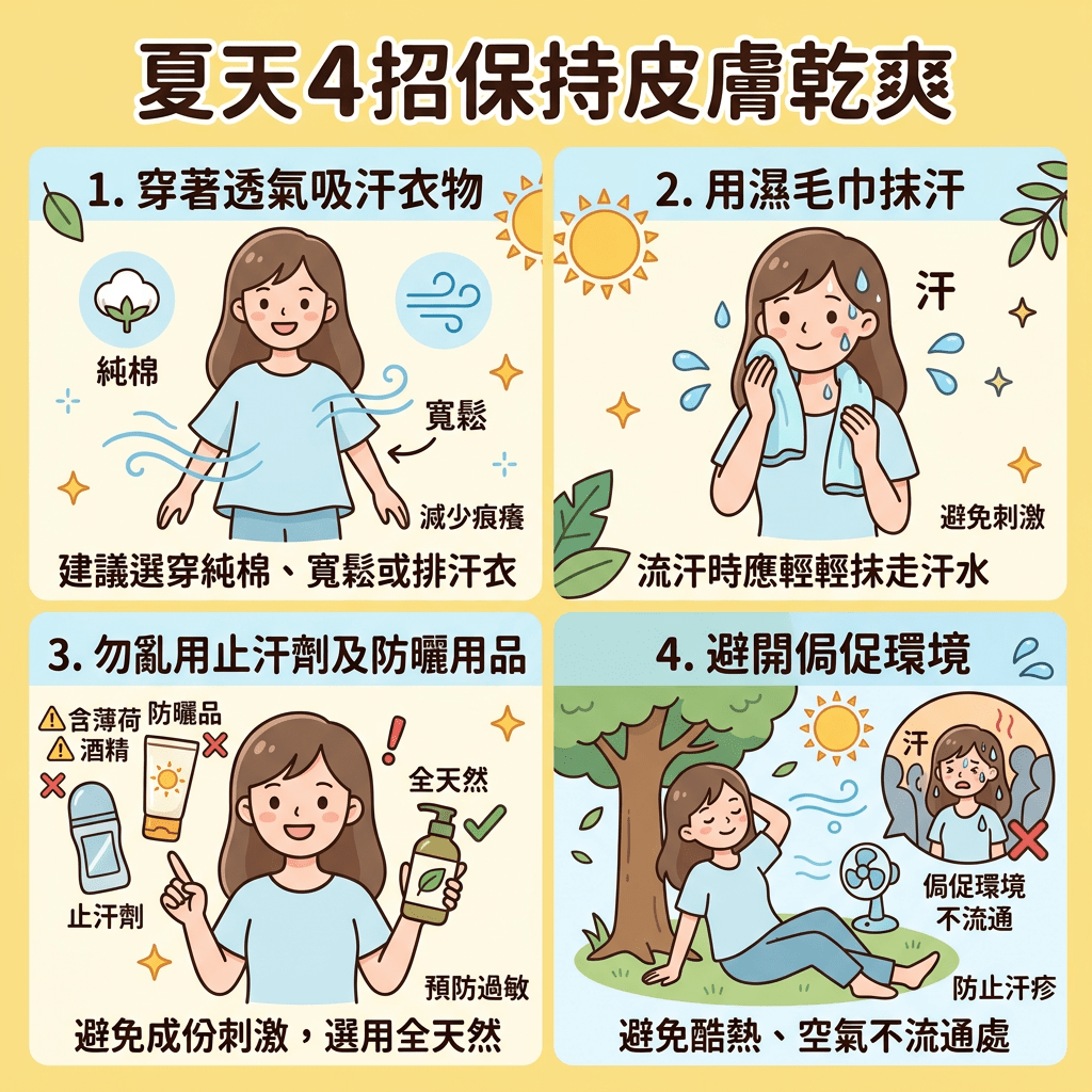 夏天4招保持皮膚乾爽