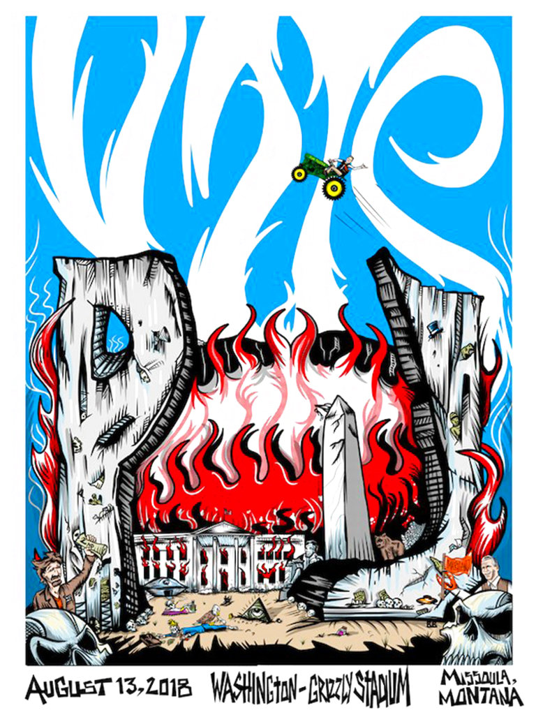 美國「珍珠果醬」（Pearl Jam）搖滾樂隊的一幅演唱會宣傳海報。AP圖片