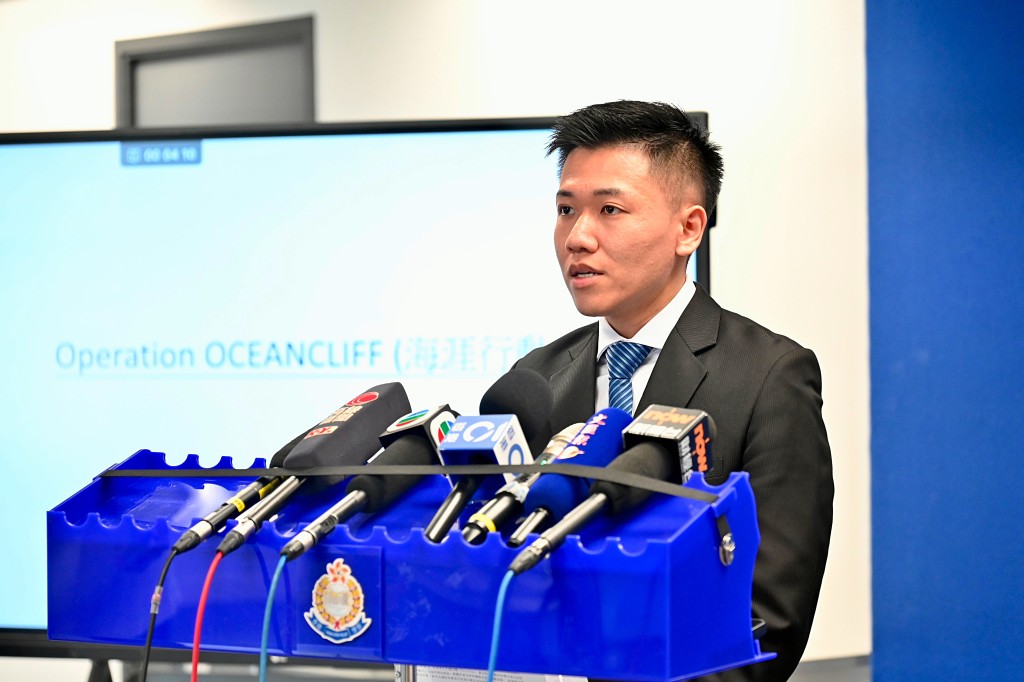 新界北總區科技及財富罪案組高級督察姚國威。 新界北總區科技及財富罪案組高級督察姚國威。