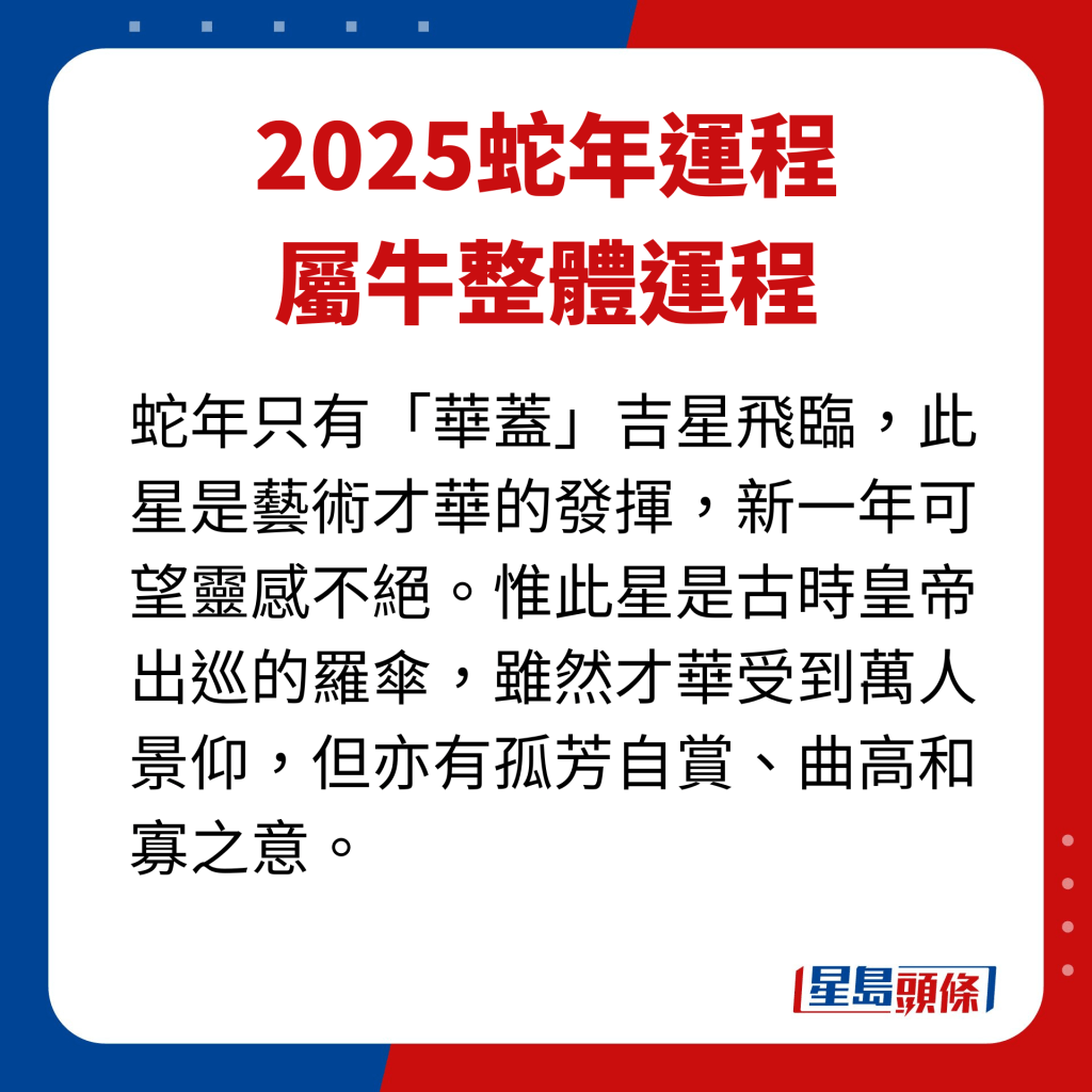 屬牛藝人整體運程。