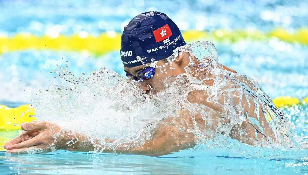 麥世霆在強項男子200米蛙泳取得銅牌。新華社 麥世霆在強項男子200米蛙泳取得銅牌。新華社