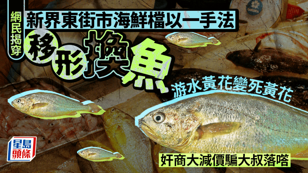 新界东海鲜档卑劣手法移形换鱼 网民揭穿游水黄花变死黄花 奸商大减价骗大叔落㗳｜Juicy叮