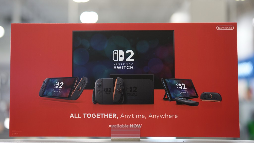 任天堂Switch 2全球開賣，圖為田納西州納什維爾一間Best Buy的告示牌。 美聯社