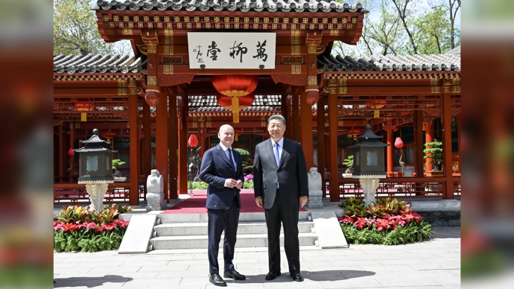 國家主席習近平在北京釣魚台國賓館會見德國總理朔爾茨。新華社