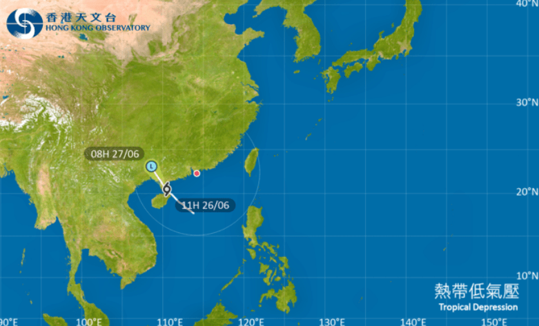 熱帶氣旋路徑。天文台網站擷圖 熱帶氣旋路徑。天文台網站擷圖