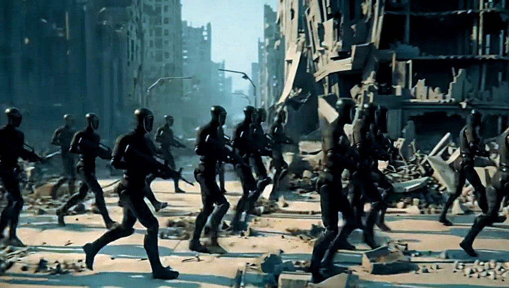 東部戰區發布AI製作的機械人攻城畫面。