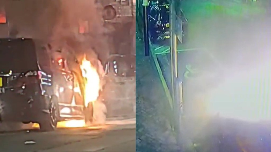 尖沙嘴七人車陷火海 消防救熄無人傷。網上片段