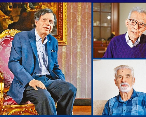 物理學諾獎三位得主：意大利學者帕里西（左）、日裔氣象學家真鍋淑郎（右上）、德國科學家哈塞爾曼（右下）。
　　