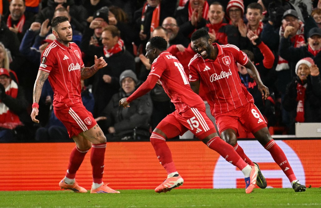 卡利梅安度為森林射成2:0。法新社 卡利梅安度為森林射成2:0。法新社