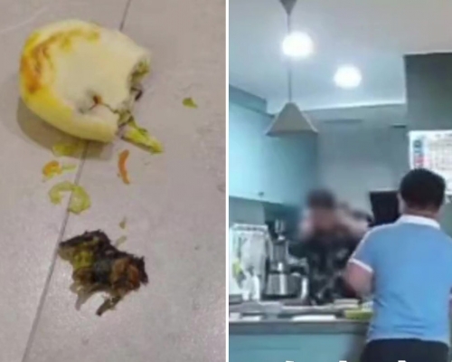 福州男吃菜包驚見半隻老鼠在包內，嚇得整個人跳了起來。