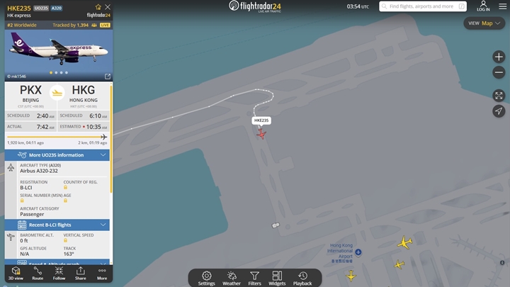 Flightradar24 網站截圖 Flightradar24 網站截圖