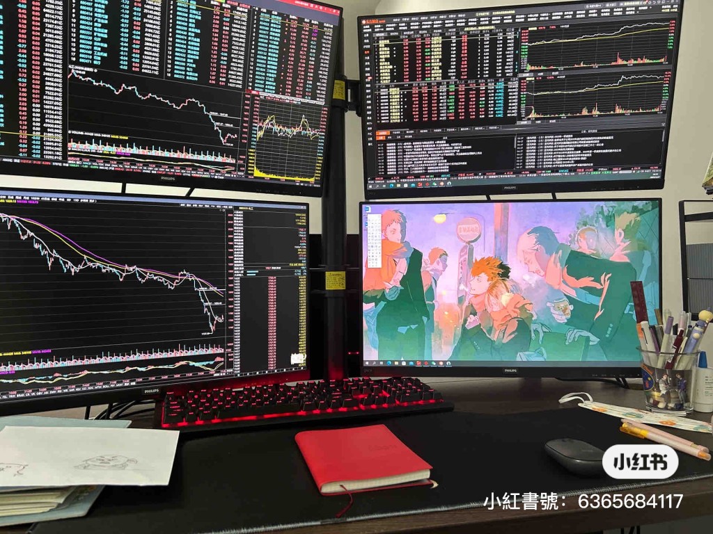 網民分享金融系辦公桌。（圖片來源：小紅書@躺平減肥）