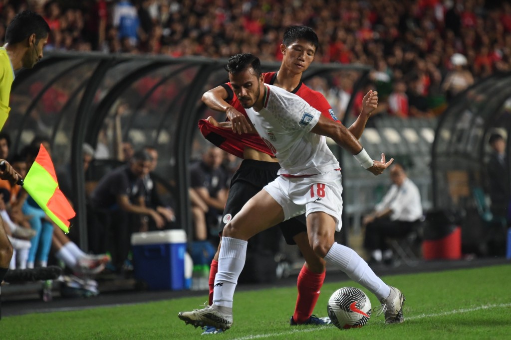 世界杯亚洲区外围赛，香港主场激战伊朗，马希伟表现活跃。 吴家祺摄