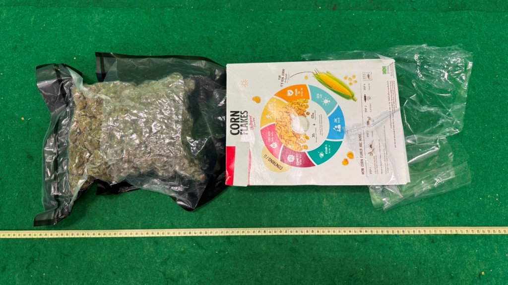 粟米片包裝盒藏180萬元大麻 海關拘捕泰國抵港兩內地男