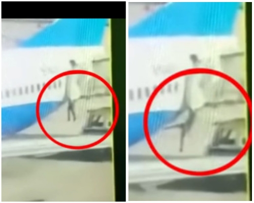 空姐由客艙跌落停機坪。網圖