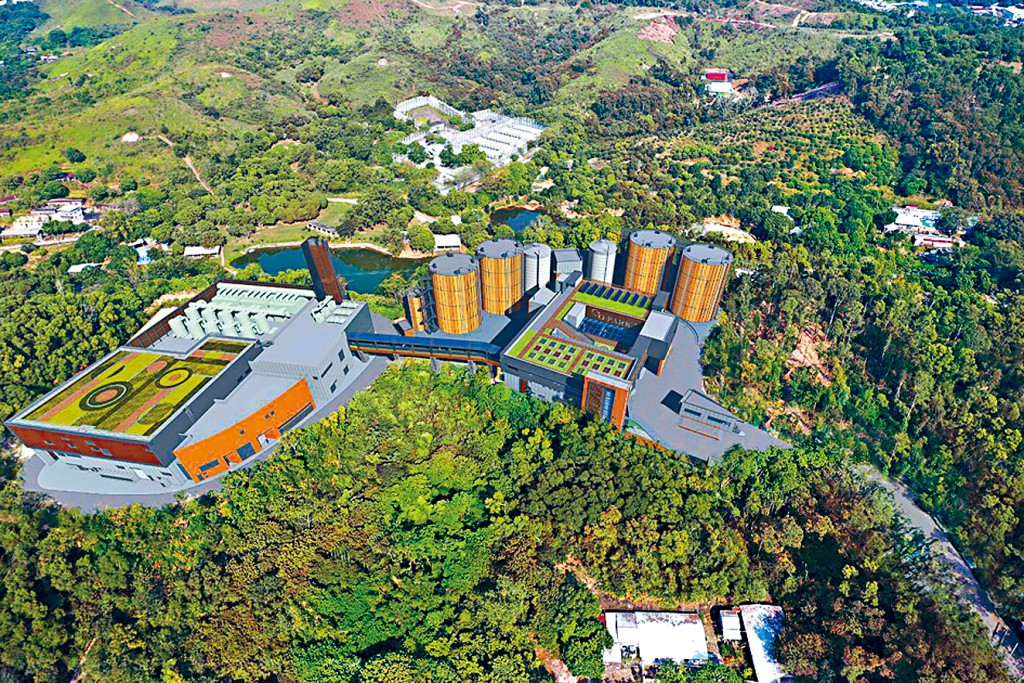 位於北區沙嶺O.PARK2於今年3月落成,採用先進設備提升本港處理廚餘能力。