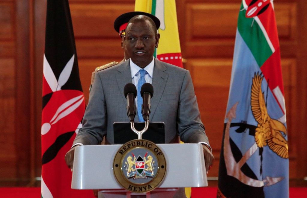 肯亞的魯托(William Ruto)總統揚言會強硬處理暴力衝突。（路透社）