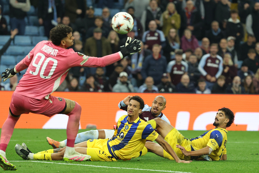 阿士東維拉2:0特拉維夫馬卡比。美聯社 阿士東維拉2:0特拉維夫馬卡比。美聯社