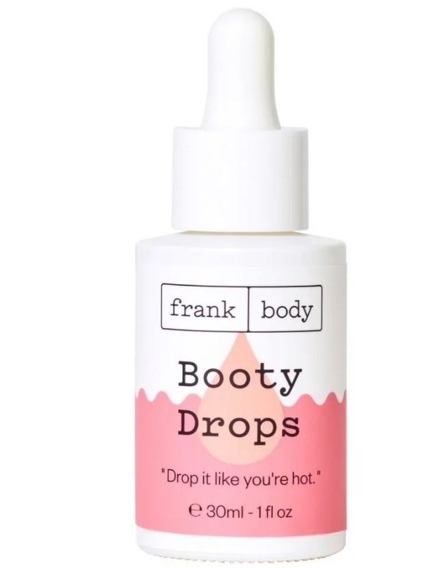 FRANK BODY Booty Drops Firming Oil/$120，咖啡因成分強化膠原蛋白，而葡萄籽及荷荷芭油則為肌膚保濕同時改善斑紋。(Sephora)