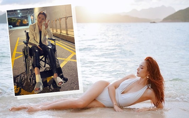 昨晚煞科的Grace自爆拍攝時不慎整腳傷。