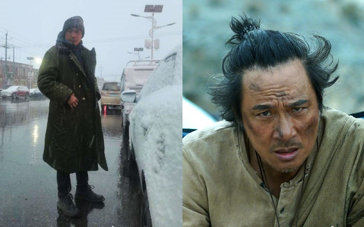 镇宇似由沙漠转到雪地拍摄。