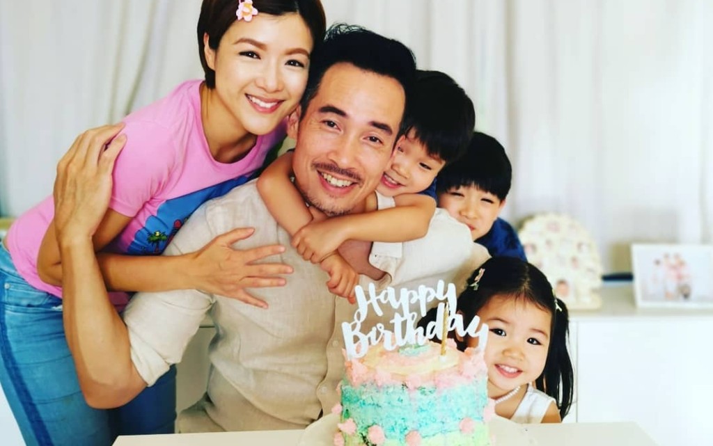 Aimee和仔女都親手為陳豪製作一個彩虹生日蛋糕。陳茵媺ig
