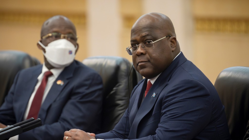 剛果民主共和國總統費利克斯·安托萬·齊塞克迪·奇隆博（Felix Tshisekedi）（右）正對中國進行國事訪問，今日抵達香港進行兩天訪問。AP
