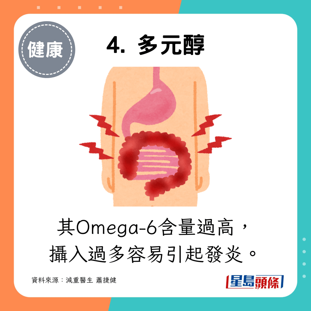 其Omega-6含量過高，攝入過多容易引起發炎。