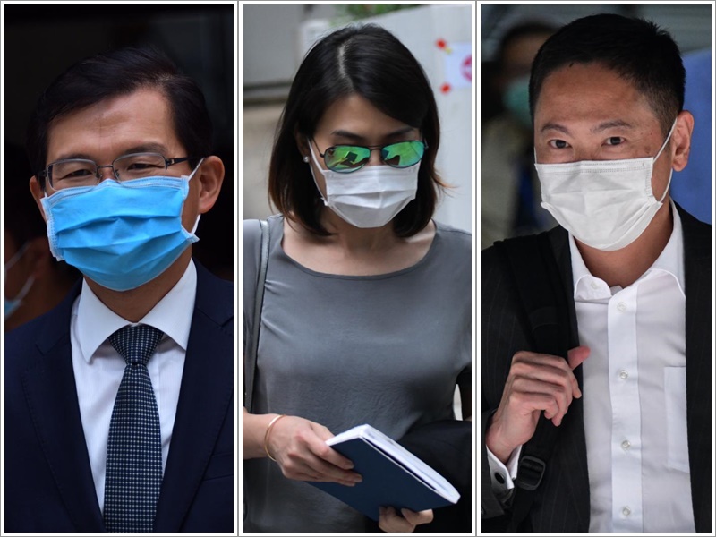 3名被告:曹貴子(左)、陳麗兒(中)及陳毅凱(右)。