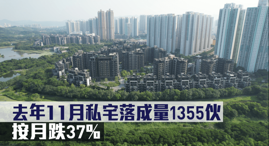 去年11月私宅落成量1355伙,按月跌37%。