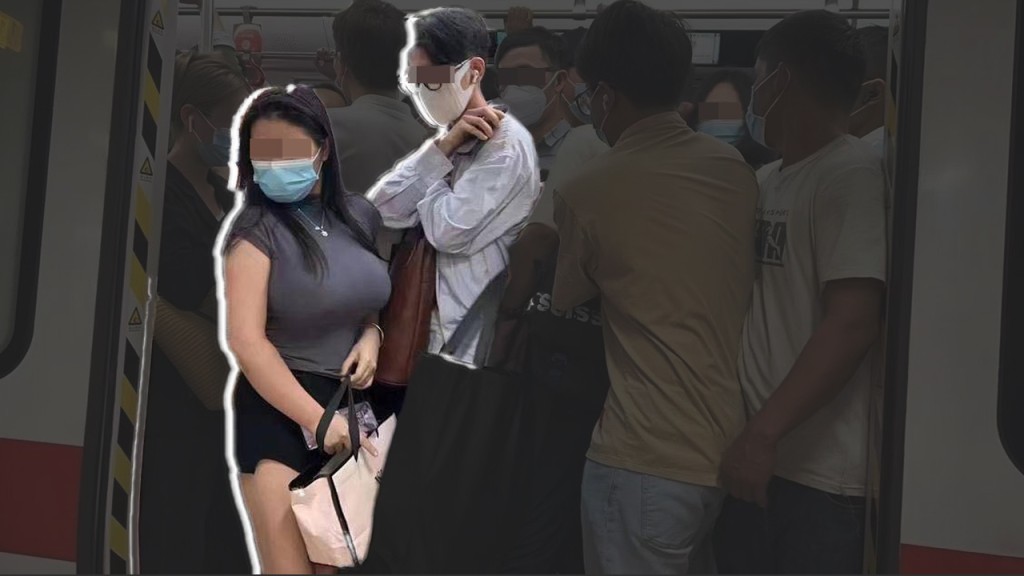一張巨胸少女迫地鐵的相片近日引來網民熱議，紛紛為四眼男出謀獻策，如何在此情況下「自保」。