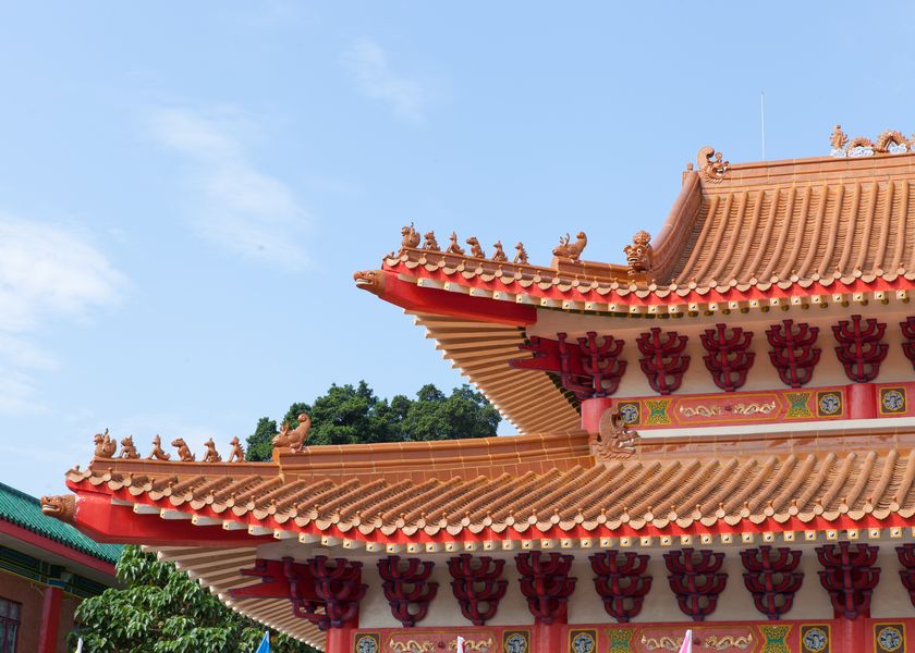 三勝大殿: 黃色琉璃瓦 重檐歇山頂