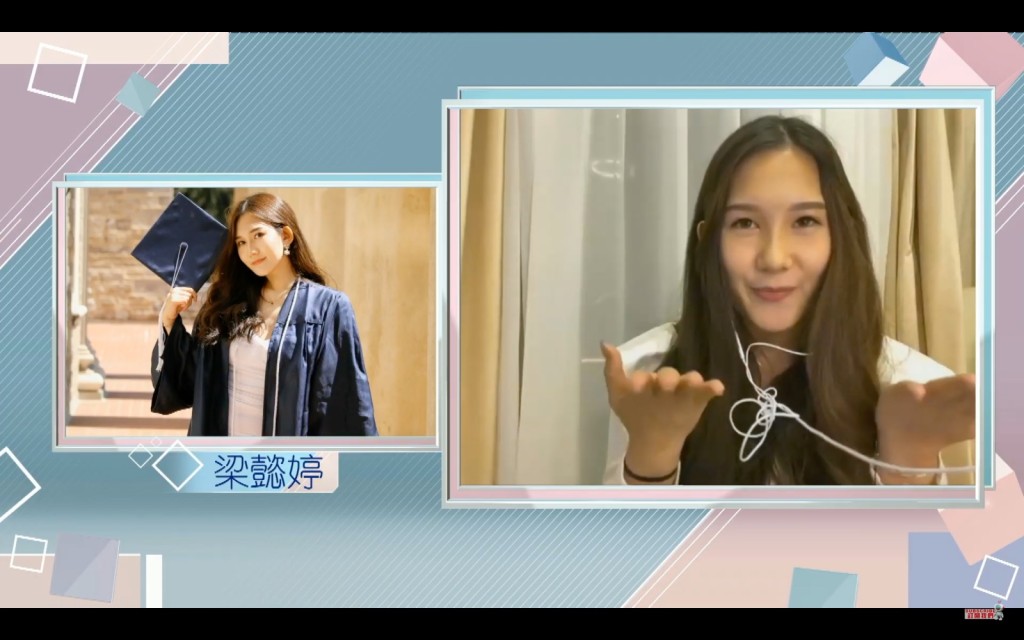 梁懿婷參選時指似何超蓮。 梁懿婷參選時指似何超蓮。