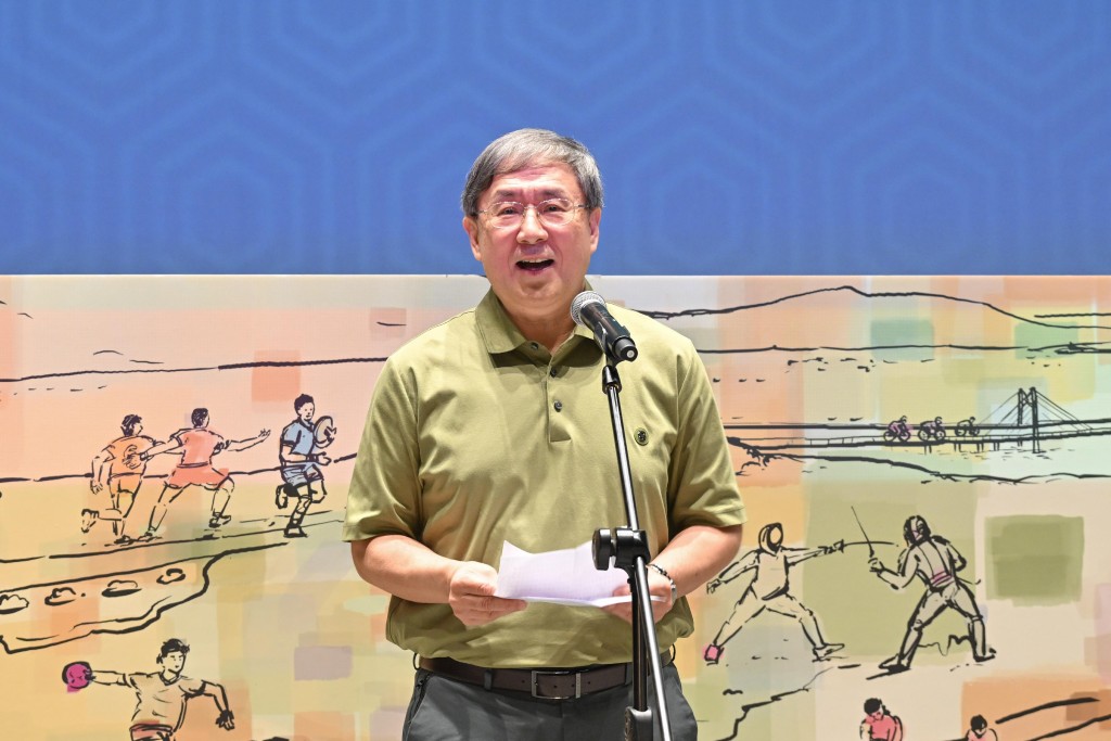 政務司副司長卓永興致辭時表示,距離全運會開幕尚餘78日,標誌全國體育盛事已進入最後籌備階段。政府新聞處圖片 政務司副司長卓永興致辭時表示,距離全運會開幕尚餘78日,標誌全國體育盛事已進入最後籌備階段。政府新聞處圖片