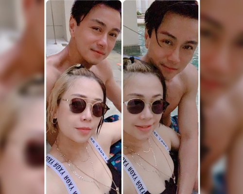 黃浩然在IG曬出一張與老婆的泳照。　黃浩然IG圖片
