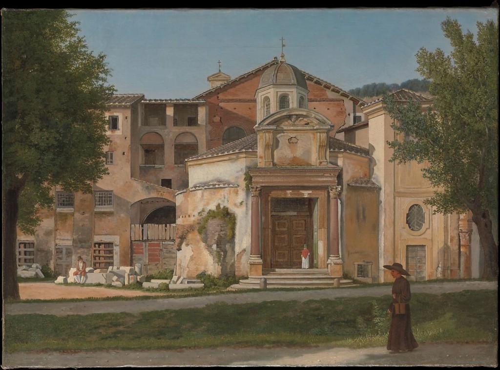 展覽展出約百幅19世紀丹麥畫家的畫作，如這幅《A Section of the Via Sacra, Rome》（The Church of Saints Cosmas and Damian）。