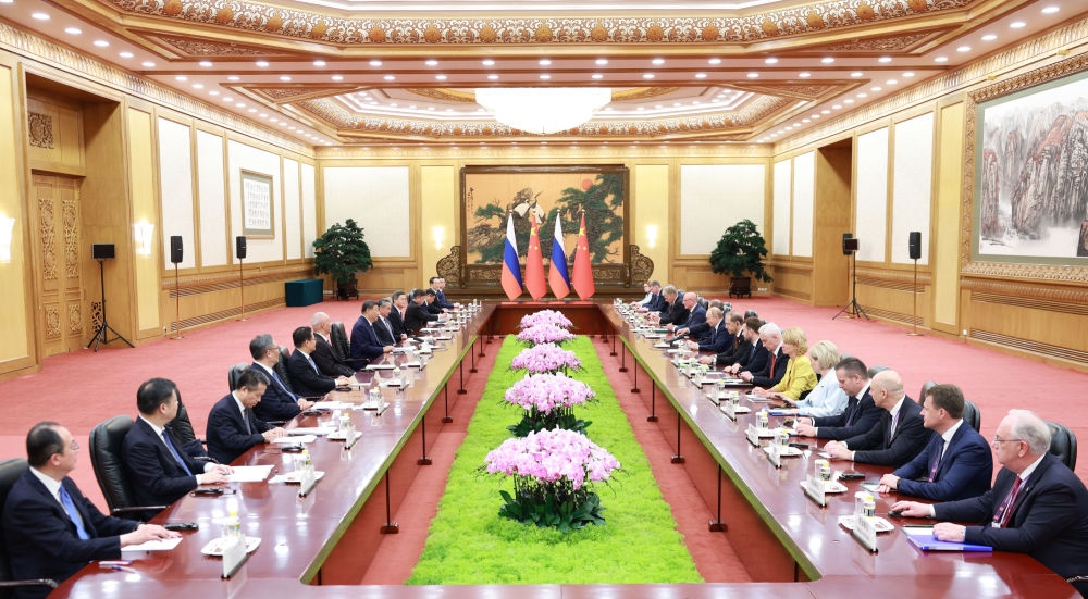 習近平同俄羅斯總統普京會談。 新華社 習近平同俄羅斯總統普京會談。 新華社