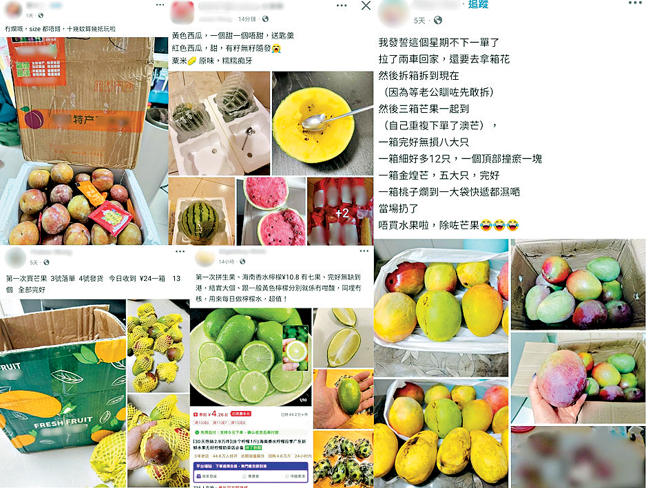 過去有市民向內地網購平台購買水果,惟送抵本港時已變壞,引發不少投訴。