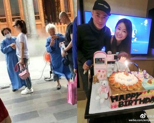 林心如、霍建華一前一後現身,到台北行天宮為愛女祈福。