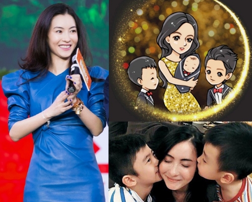 張栢芝不滿孩子私隱外洩,作為3子之母,她確努力保護和照顧他們。(網資圖片)