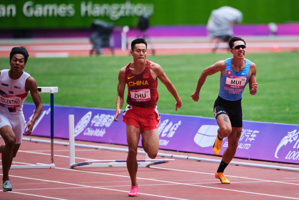 梅政揚在男子110米欄初賽第二組同樣取得第6名。港協暨奧委會圖片