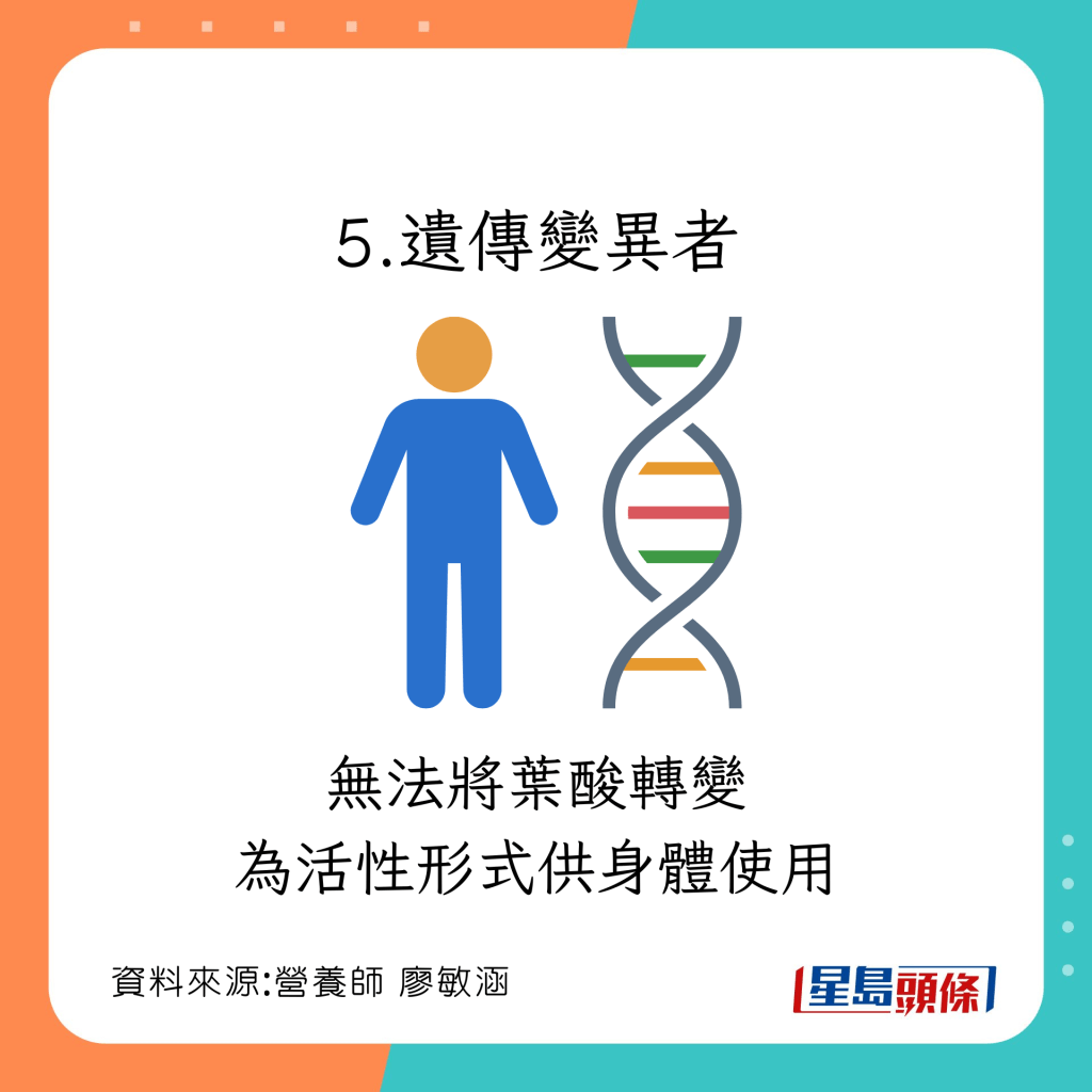6類人士易缺乏葉酸：遺傳變異者