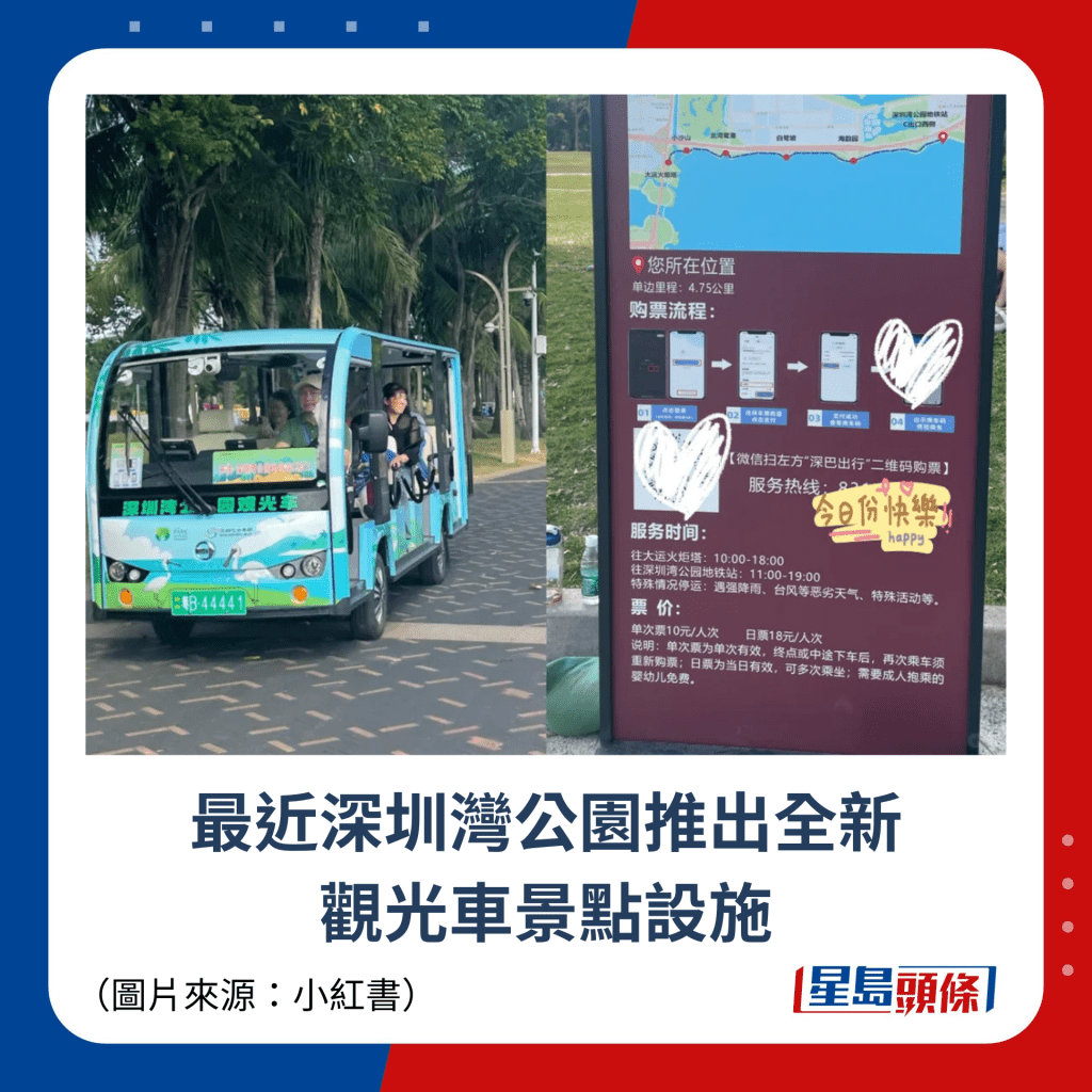 最近深圳灣公園推出全新 觀光車景點設施