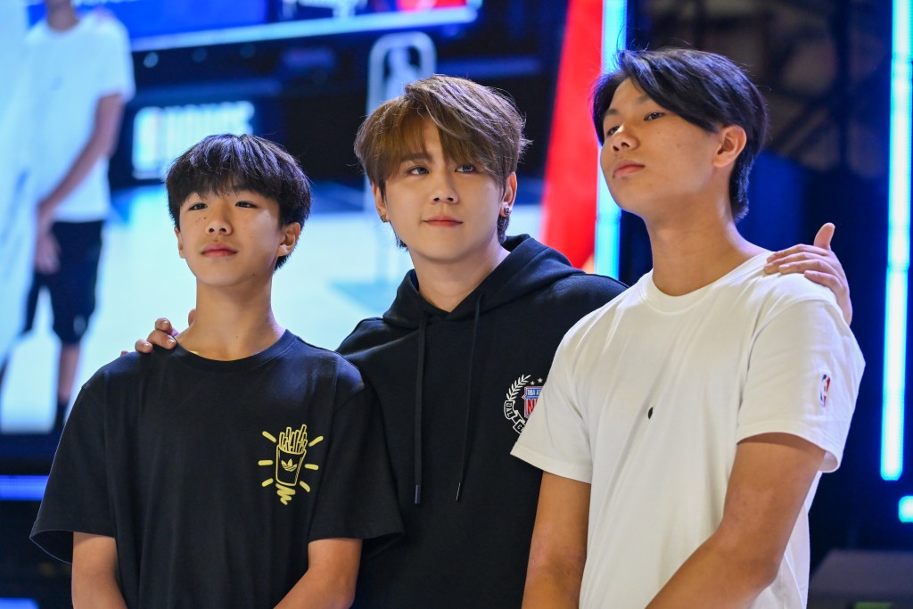 姜濤、MC JIN及林書豪亮相NBA中國賽。攝影:魏國謙 姜濤、MC JIN及林書豪亮相NBA中國賽。攝影:魏國謙