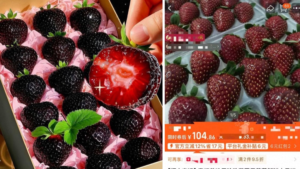 內地高價「黑色士多啤梨」應市，引起市場關注。微博@CC是小嘀呱