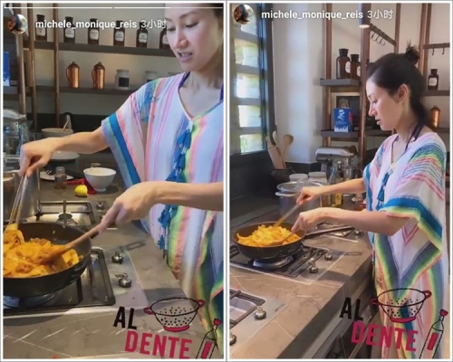 李嘉欣素顏上陣煮意大利粉。fb