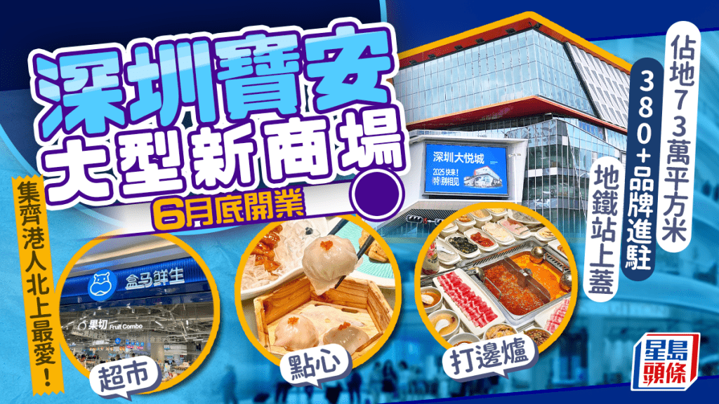 深圳寶安新商場「大悦城」6.28開業！佔地73萬平方米 380+品牌進駐 集齊港人最愛超市/點心/火鍋店！
