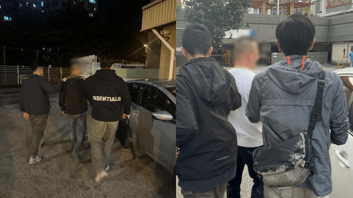 葵涌兩單位遭塞匙窿及淋紅油刑毀，警拘捕2男子。警方圖片